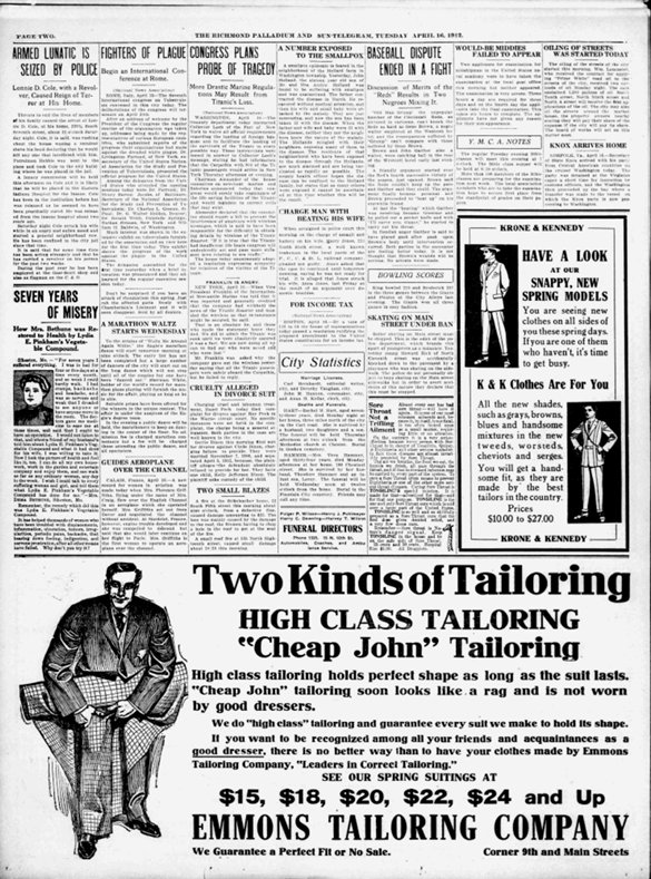 The Richmond Palladium du 16/04/1912